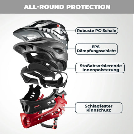 ROCKBROS Kinderhelm Cartoon Integralhelm mit abnehmbarem Kinnschutz (Helme für Kinder) kaufen bei Linkreich – Jetzt entdecken!