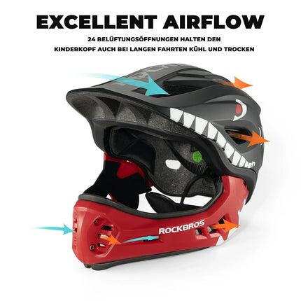 ROCKBROS Kinderhelm Cartoon Integralhelm mit abnehmbarem Kinnschutz (Helme für Kinder) kaufen bei Linkreich – Jetzt entdecken!