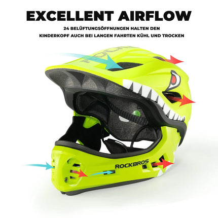 ROCKBROS Kinderhelm Cartoon Integralhelm mit abnehmbarem Kinnschutz (Helme für Kinder) kaufen bei Linkreich – Jetzt entdecken!