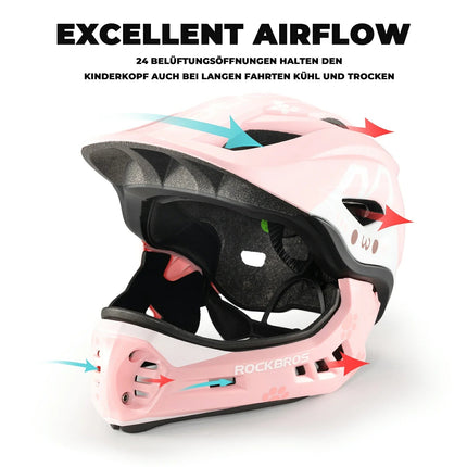 ROCKBROS Kinderhelm Cartoon Integralhelm mit abnehmbarem Kinnschutz (Helme für Kinder) kaufen bei Linkreich – Jetzt entdecken!