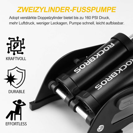 ROCKBROS Luftpumpe Fußpumpe mit Doppelzylinder Manometer (Fahrrad Luftpumpen) kaufen bei Linkreich – Jetzt entdecken!