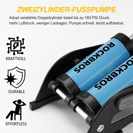 ROCKBROS Luftpumpe Fußpumpe mit Doppelzylinder Manometer (Fahrrad Luftpumpen) kaufen bei Linkreich – Jetzt entdecken!