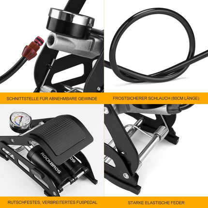 ROCKBROS Luftpumpe Fußpumpe mit Doppelzylinder Manometer (Fahrrad Luftpumpen) kaufen bei Linkreich – Jetzt entdecken!