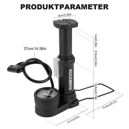 ROCKBROS Mini Fußpumpen Luftpumpe mit Manometer