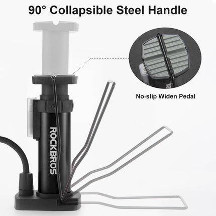 ROCKBROS Mini Tragbare Luftpumpe Fußpumpen für alle Ventile SV/AV