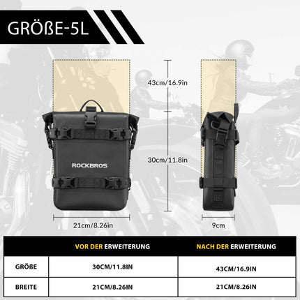 ROCKBROS Motorrad Seitentasche wasserdicht Gepäckträgertasche 5L Schwarz (Motorradtaschen) kaufen bei Linkreich – Jetzt entdecken!
