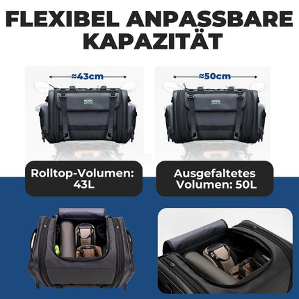 ROCKBROS Motorradtasche mit Regenshutz Gepäcktasche Reisetasche Faltbar 43 - 50L (Motorradtaschen) kaufen bei Linkreich – Jetzt entdecken!