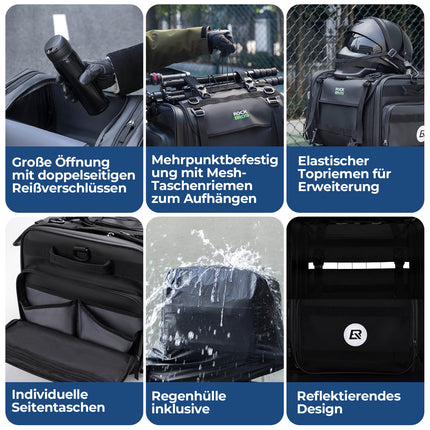 ROCKBROS Motorradtasche mit Regenshutz Gepäcktasche Reisetasche Faltbar 43 - 50L (Motorradtaschen) kaufen bei Linkreich – Jetzt entdecken!