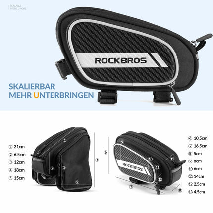 ROCKBROS Oberrohrtasche mit reflektierende & 2 Seitentaschen 1.8L (Fahrradtaschen) kaufen bei Linkreich – Jetzt entdecken!