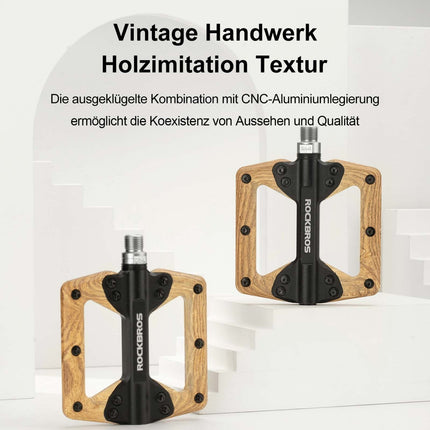 ROCKBROS Pedale CNC Alu Flat Pedale mit 3 abgedichtete Lager Holzfarbe (Fahrradpedale) kaufen bei Linkreich – Jetzt entdecken!