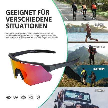 Polarisierte Fahrradbrille mit 4 Wechselgläsern