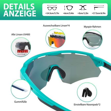 Polarisierte Fahrradbrille mit 4 Wechselgläsern