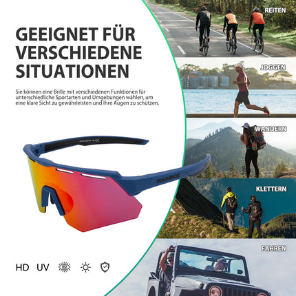 Polarisierte Fahrradbrille mit 4 Wechselgläsern