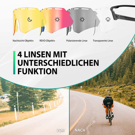 ROCKBROS Polarisierte Fahrradbrille mit 4 Wechselgläser (Fahrradbrille) kaufen bei Linkreich – Jetzt entdecken!