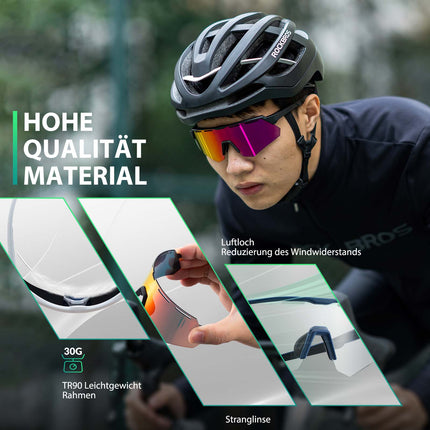 ROCKBROS Polarisierte Fahrradbrille mit 4 Wechselgläser (Fahrradbrille) kaufen bei Linkreich – Jetzt entdecken!