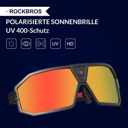 ROCKBROS Polarisierte Sonnenbrille Fahrradbrille Unisex Schwarz - Rot (Fahrradbrille) kaufen bei Linkreich – Jetzt entdecken!