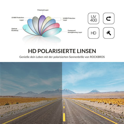 ROCKBROS Polarisierte Sonnenbrille Fahrradbrille Unisex Schwarz - Rot (Fahrradbrille) kaufen bei Linkreich – Jetzt entdecken!