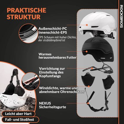 ROCKBROS - Qunature Skihelm mit Ohrenschützern Schneehelm Winter für Skifahren (Skihelm) kaufen bei Linkreich – Jetzt entdecken!