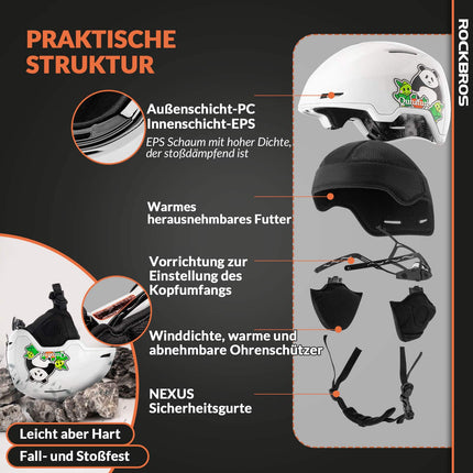ROCKBROS - Qunature Skihelm mit Ohrenschützern Schneehelm Winter für Skifahren (Skihelm) kaufen bei Linkreich – Jetzt entdecken!