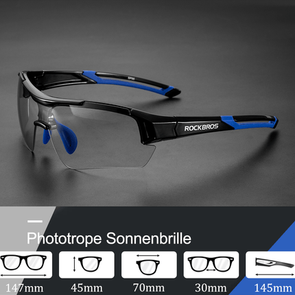 ROCKBROS Radbrille Sonnenbrille Halbrahmen Photochromatische Brille