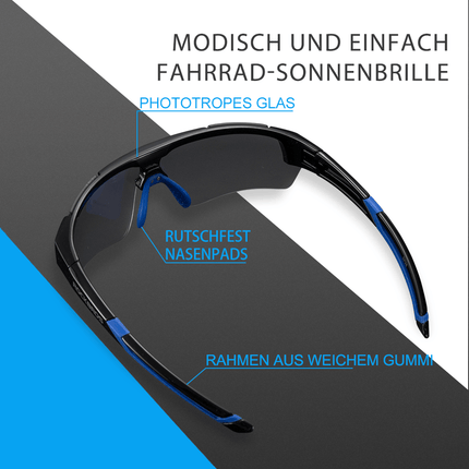 ROCKBROS Radbrille Sonnenbrille Halbrahmen Photochromatische Brille
