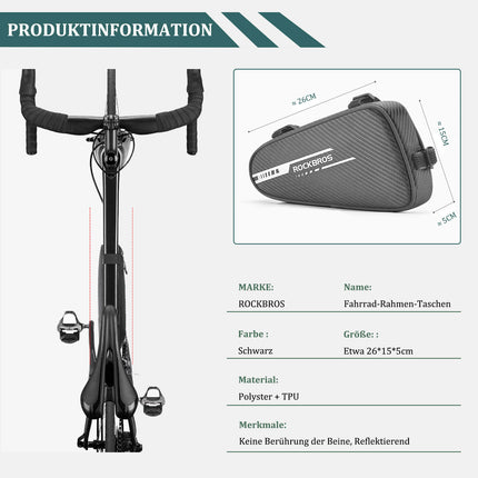 ROCKBROS Rahmentasche wasserdicht Dreieckstasche für MTB & Rennräder 1,2L (Fahrradtaschen) kaufen bei Linkreich – Jetzt entdecken!
