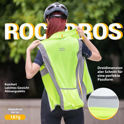 ROCKBROS Reflektierende Weste Reiten Sicherheitsweste Fluoreszierend Grün (Fahrradjacke) kaufen bei Linkreich – Jetzt entdecken!