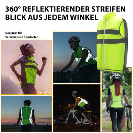 ROCKBROS Reflektierende Weste Reiten Sicherheitsweste Fluoreszierend Grün (Fahrradjacke) kaufen bei Linkreich – Jetzt entdecken!