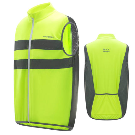 ROCKBROS Reflektierende Weste Reiten Sicherheitsweste Fluoreszierend Grün (Fahrradjacke) kaufen bei Linkreich – Jetzt entdecken!