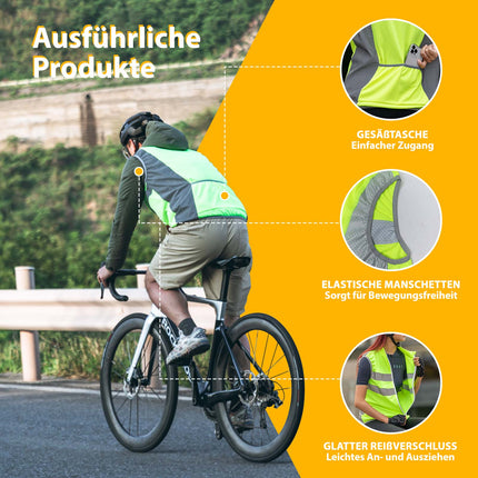 ROCKBROS Reflektierende Weste Reiten Sicherheitsweste Fluoreszierend Grün (Fahrradjacke) kaufen bei Linkreich – Jetzt entdecken!