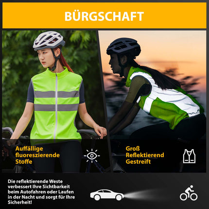 ROCKBROS Reflektierende Weste Reiten Sicherheitsweste Fluoreszierend Grün (Fahrradjacke) kaufen bei Linkreich – Jetzt entdecken!