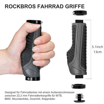 ROCKBROS Rutschfeste Fahrradgriffe aus Gummi mit Lock-on Design für MTB