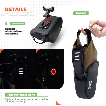 ROCKBROS Satteltasche Wasserdichte Fahrradtasche Erweiterbar mit Innentasche (Fahrradtaschen) kaufen bei Linkreich – Jetzt entdecken!