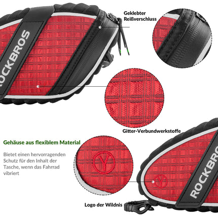 ROCKBROS Satteltaschen Fahrradsitz Taschen mit Rücklichthalter 1L