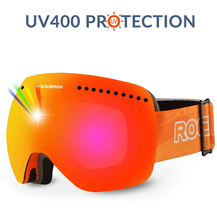 ROCKBROS Skibrille für Damen und Herren Anti-Nebel UV400 Schutz Skibrille