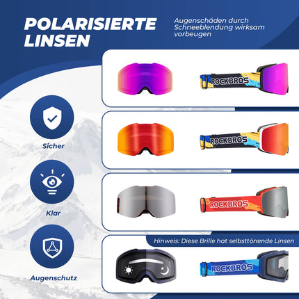 ROCKBROS Skibrille Schneebrille Polarisierte Helmkompatible Sportbrille Skifahren (Skibrille) kaufen bei Linkreich – Jetzt entdecken!