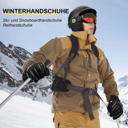 ROCKBROS Skihandschuhe 2 in 1 Winddicht Warme Handschuhe Schwarz M-2XL