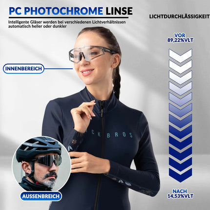 ROCKBROS Sonnenbrille Fahrradbrille Selbsttönend Outdoor UV400 Schutz