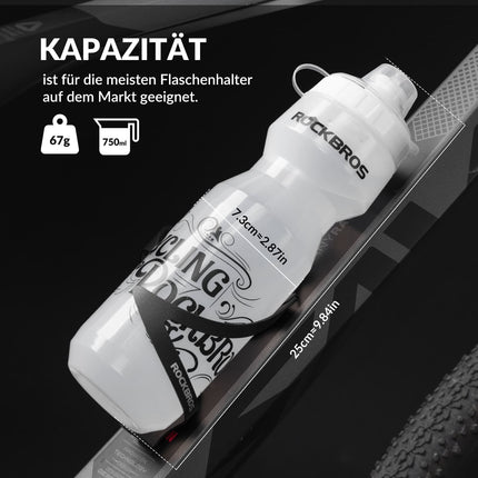 ROCKBROS Sport Trinkflasche 750ml Fahrrad Wasserflasche BPA-Frei