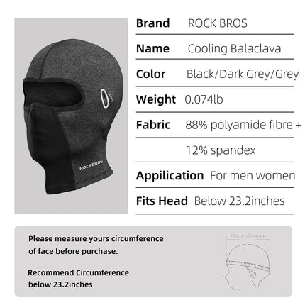 ROCKBROS Sturmhaube Bandana UPF 50+ Elastisch Multifunktionstuch Unisex
