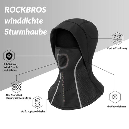 ROCKBROS Sturmhaube mit atmungsaktivem Mesh für Outdoorsports Unisex