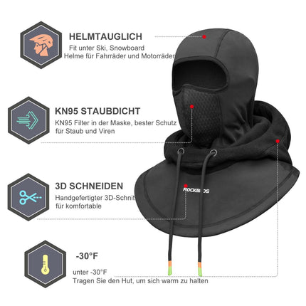 ROCKBROS Sturmhaube Winddicht Fahrrad Full Face Gesichtshaube für Radfahren Skifahren (Sturmhaube & Gesichtsmaske) kaufen bei Linkreich – Jetzt entdecken!