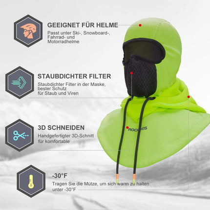 ROCKBROS Sturmhaube Winddicht Fahrrad Full Face Gesichtshaube für Radfahren Skifahren (Sturmhaube & Gesichtsmaske) kaufen bei Linkreich – Jetzt entdecken!