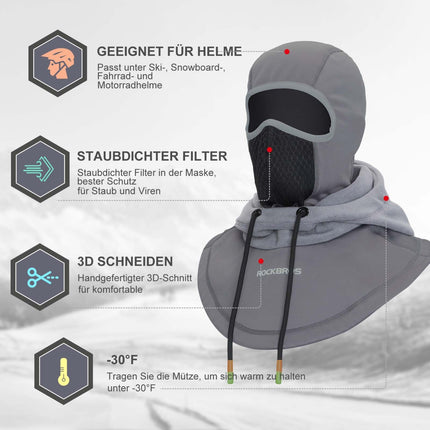 ROCKBROS Sturmhaube Winddicht Fahrrad Full Face Gesichtshaube für Radfahren Skifahren (Sturmhaube & Gesichtsmaske) kaufen bei Linkreich – Jetzt entdecken!