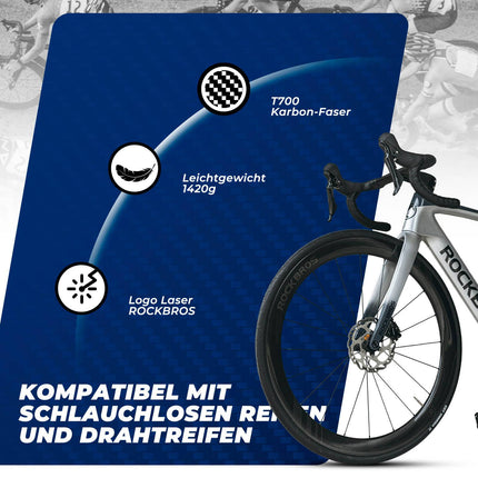 ROCKBROS T700 Carbon Laufradsatz 28‘‘ 50mm Scheibenbremse Steckachse Laufrad Set für Rennrad und SHIMANO 8 - 12 Fach 24 Speichen 36T - Stahllager (Laufradsatz) kaufen bei Linkreich – Jetzt entdecken!