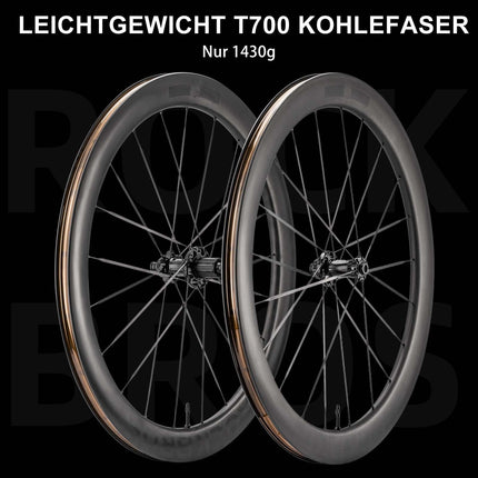 ROCKBROS T700 Carbon Laufradsatz 55mm Scheibenbremse Steckachse Laufrad Set für Rennrad Inklusive Vakuum - Reifenkissen (Laufradsatz) kaufen bei Linkreich – Jetzt entdecken!
