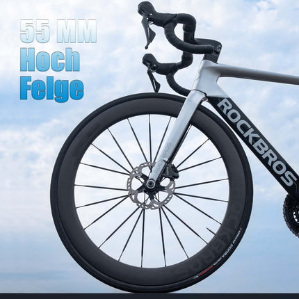 ROCKBROS T700 Carbon Laufradsatz 55mm Scheibenbremse Steckachse Laufrad Set für Rennrad Inklusive Vakuum - Reifenkissen (Laufradsatz) kaufen bei Linkreich – Jetzt entdecken!