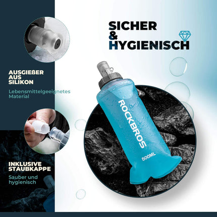 ROCKBROS Trinkflasche Faltbare Wasserflasche 500ml für Laufen Wandern Radfahren (Fahrrad Flaschenhalter) kaufen bei Linkreich – Jetzt entdecken!