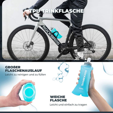 ROCKBROS Trinkflasche Faltbare Wasserflasche 500ml für Laufen Wandern Radfahren (Fahrrad Flaschenhalter) kaufen bei Linkreich – Jetzt entdecken!