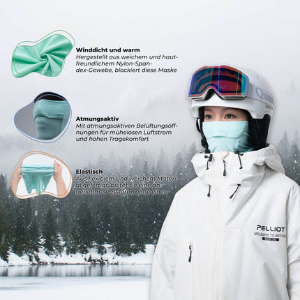 ROCKBROS TVI Damen Sturmhaube Balaclava mit Pferdeschwanz - Öffnung Warm Grün (Sturmhaube & Gesichtsmaske) kaufen bei Linkreich – Jetzt entdecken!